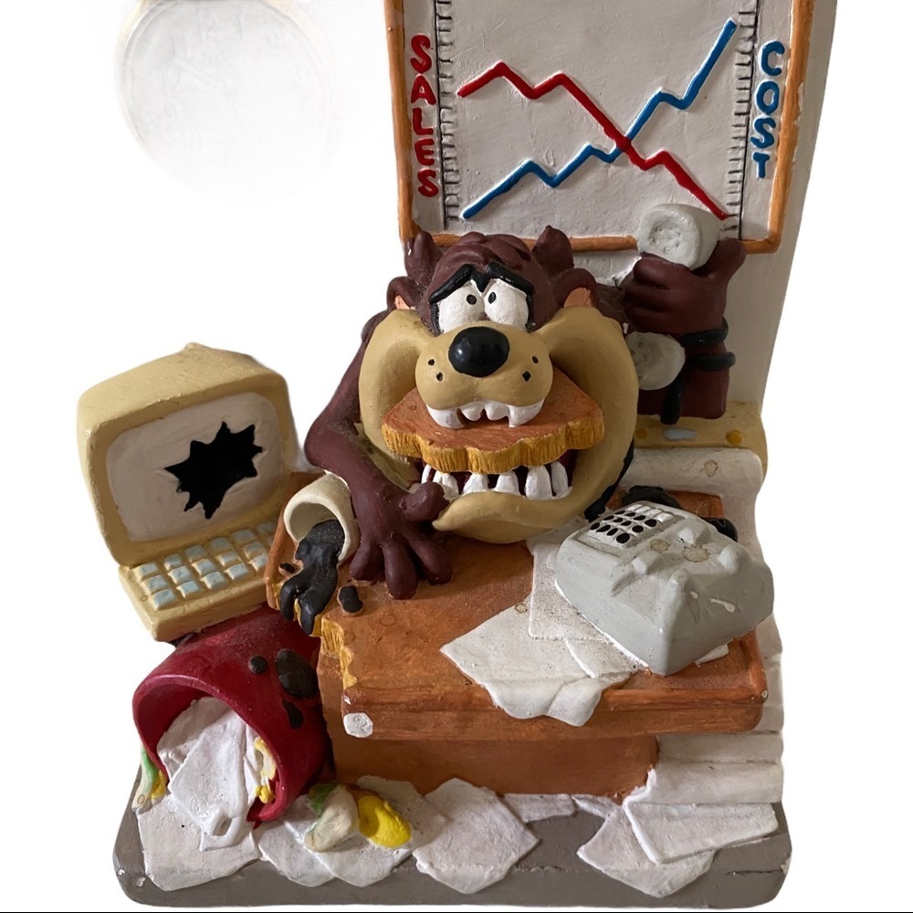 Vtg 1994 Looney Tunes Taz Clock Paperweight